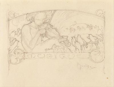 Tanulmány egy hegedűző nőről, alkotó: Alphonse Mucha