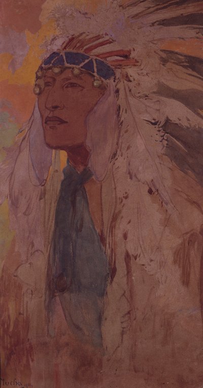 Az indián, 1904 alkotó: Alphonse Mucha