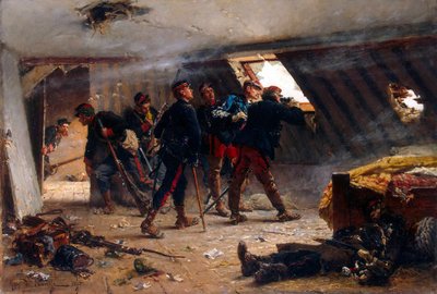 Jelenet a francia-porosz háborúból, 1875. alkotó: Alphonse Marie Neuville de