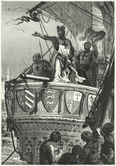 A keresztesek visszatérése Palesztinából (metszet) alkotó: Alphonse Marie de (after) Neuville