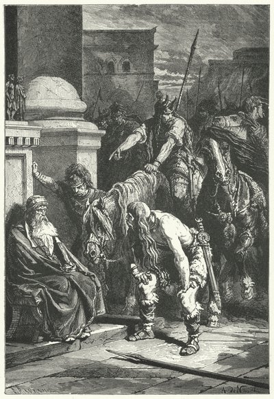 Marcus Papirius római konzul halála Róma gall zsákjában, ie 387 (metszet) alkotó: Alphonse Marie de (after) Neuville