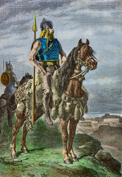 Egy gall harcos lovas portréja (metszet) alkotó: Alphonse Marie de Neuville