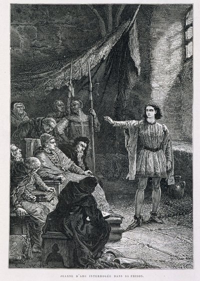 Jeanne of Arc-t kihallgatták a börtönében – Guizot „" Histoire de France" című könyvében, De Neuville metszetében alkotó: Alphonse Marie de Neuville