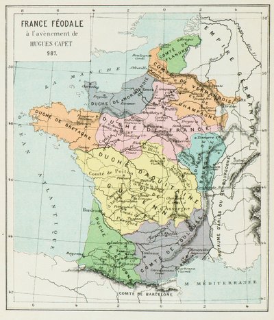 Franciaország térképe 987-ben (metszet) alkotó: Alphonse Marie de Neuville