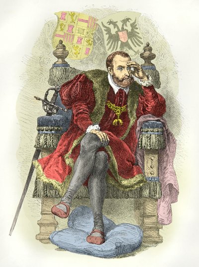 V. Károly portréja (metszet) alkotó: Alphonse Marie de Neuville