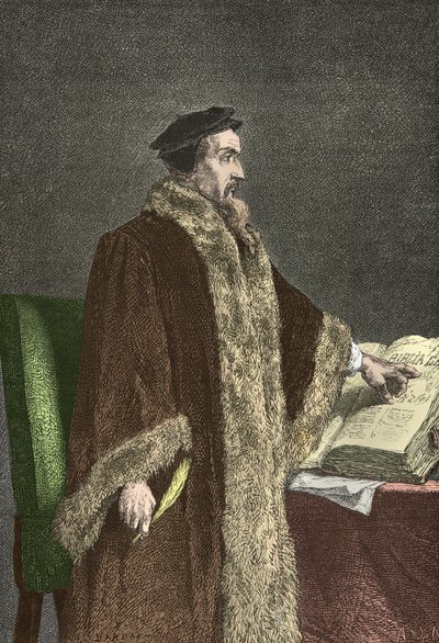 Jean Calvin portréja (metszet) alkotó: Alphonse Marie de Neuville