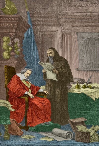 Richelieu és József atya találkozása (metszet) alkotó: Alphonse Marie de Neuville