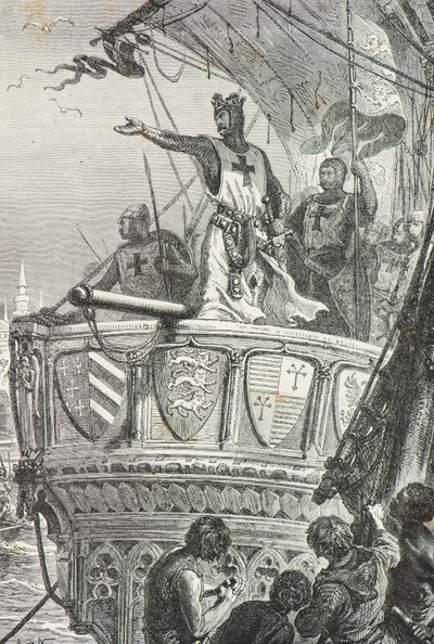 Oroszlánszívű Richárd elhagyja a Szentföldet 1192-ben (metszet) alkotó: Alphonse Marie de Neuville