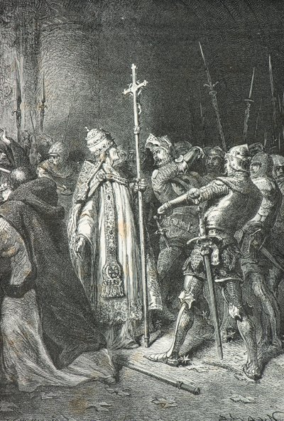 Sciarra Colonna felpofozza Bonifác pápát 8. Anagniban alkotó: Alphonse Marie de Neuville
