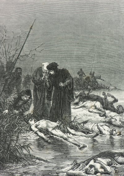 Temeraire Károly holttestét a nancyi csata után találják meg. alkotó: Alphonse Marie de Neuville