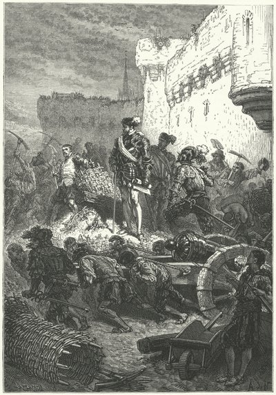 Ferenc, Guise hercege, aki felügyeli Metz védműveinek építését, 1552 alkotó: Alphonse Marie de after Neuville