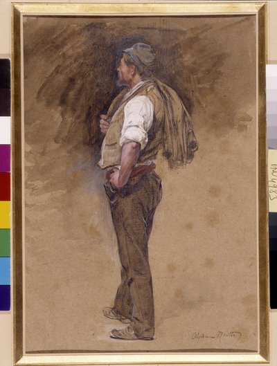 Farmer fején van a kabát. Alphonse Moutte (1840-1913) festménye, Kötelező megemlíteni: Gyűjtemény alapítása Provence, Marseille (Méret 27x18 cm-ben) alkotó: Alphonse Moutte
