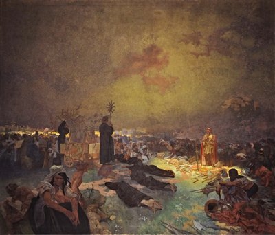 A Vítkov-hegyi csata után A szláv eposz ciklus alkotó: Alphonse Mucha