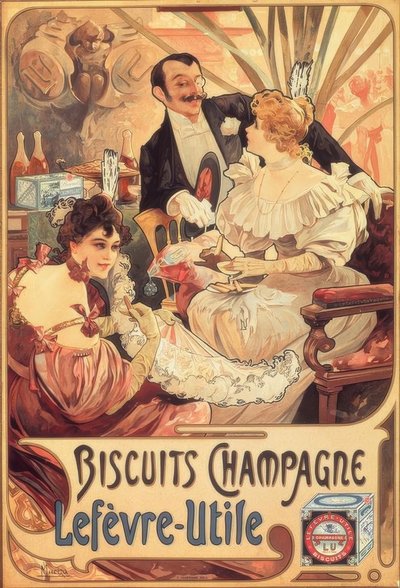 Pezsgő / Lefèvre-Utile sütik alkotó: Alphonse Mucha