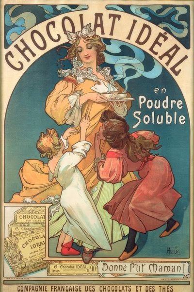 Ideális csokoládéban oldódó por alkotó: Alphonse Mucha