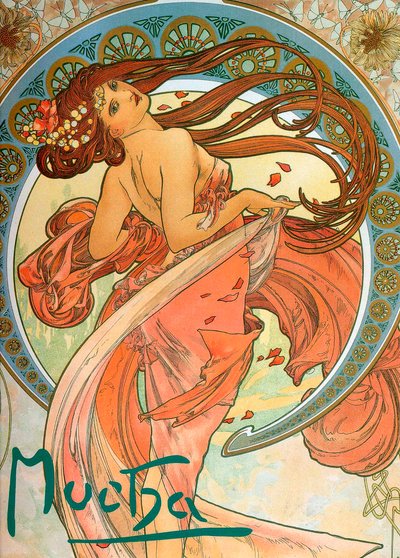 Tánc a Művészetek sorozatból, 1898 alkotó: Alphonse Mucha
