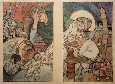 Prágai Szent Vitus ablaka, karton 1931 alkotó: Alphonse Mucha