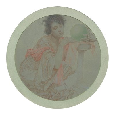 Jósnő kristálygömbbel. alkotó: Alphonse Mucha