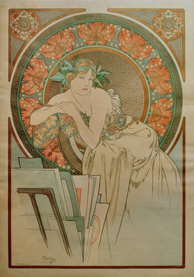 Nő pipacs és grafikus portfólió alkotó: Alphonse Mucha