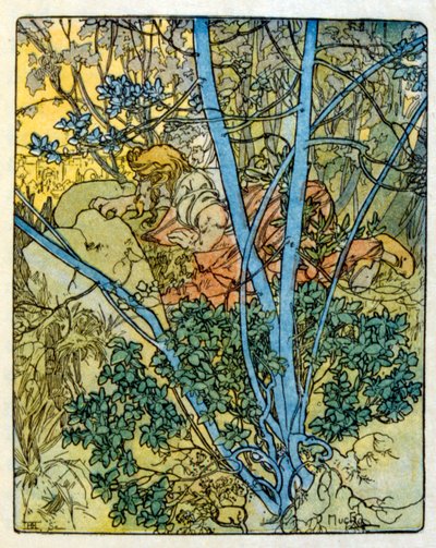 Illusztráció: Alphonse Mucha a francia író, Anatole France "Clio" című művéből. 1900. Mucha (1860 – 1939). cseh szecessziós festő volt alkotó: Alphonse Mucha