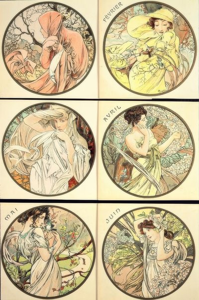 január február március április május június alkotó: Alphonse Mucha