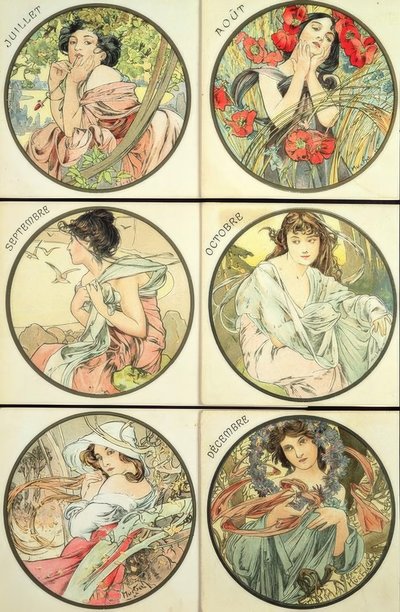július augusztus szeptember október november december alkotó: Alphonse Mucha