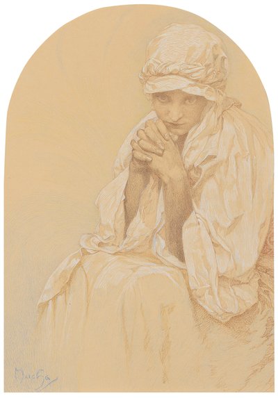 Jaroslava portréja, a művészek lánya , c. 1924. alkotó: Alphonse Mucha