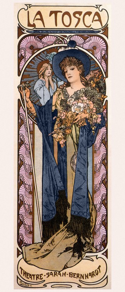 A Tosca plakátja Sarah Bernhardttal, 1899 alkotó: Alphonse Mucha