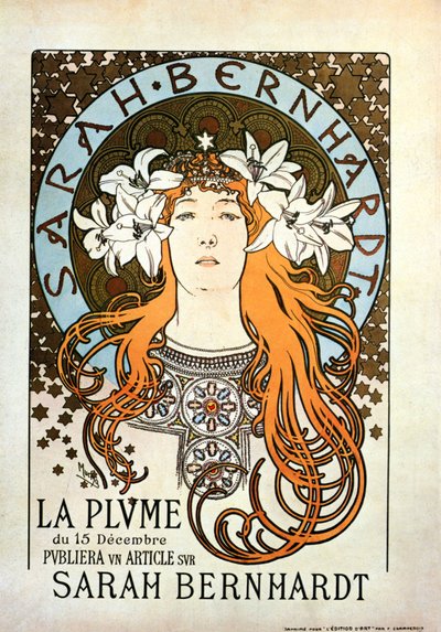 Sarah Bernhardt, La Plume, 1896. december 15 alkotó: Alphonse Mucha