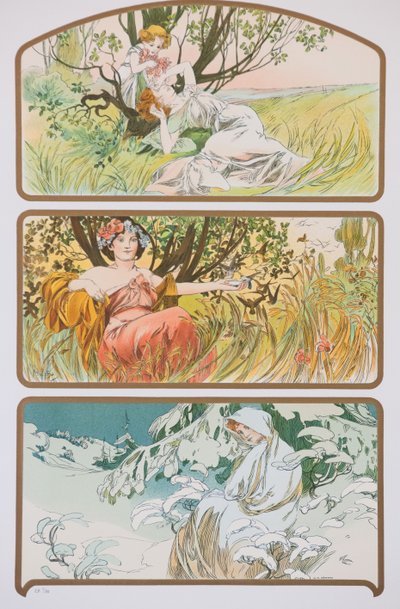 Három évszak, c. 1898. alkotó: Alphonse Mucha