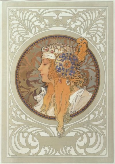 Bizánci fej: Szőke alkotó: Alphonse Mucha