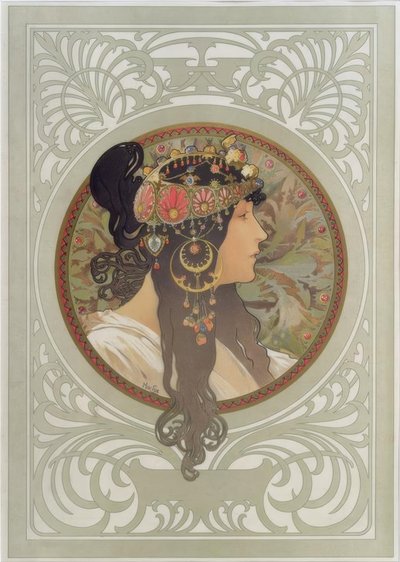 Bizánci fej: barna alkotó: Alphonse Mucha