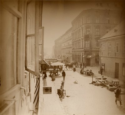 Kilátás a Muchas apartman ablakából, az Amalienstrasse közelében, München, 1886 (zselatin ezüst nyomat) alkotó: Alphonse Mucha