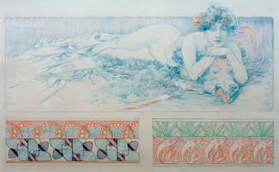 Előzetes rajz a 4. panelhez alkotó: Alphonse Mucha