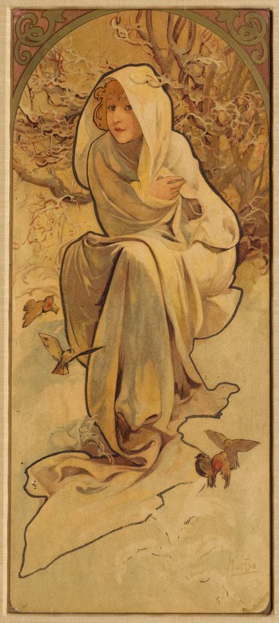 Tél a Les Saisons sorozatból, c. 1900. alkotó: Alphonse Mucha