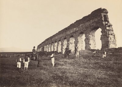 [Men on Horse by Roman Aqueduct], 1860-as évek. alkotó: Altobelli and Molins.