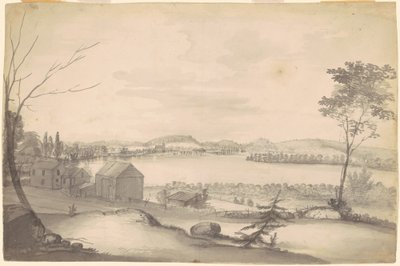 Tanulmány a "Springfield látványa a Connecticut folyón" című tanulmányhoz alkotó: Alvan T. Fisher