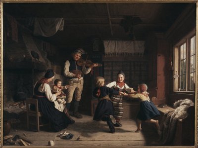 Vasárnap este egy parasztházban Dalecarliában - Vasárnap este egy parasztházban Dalarnában, Lindegren, Amalia (1814-1891). olajfestmény alkotó: Amalia Lindegren