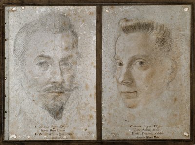 Önarckép és a festő húgának portréja (Rajz alkotó: Ambrogio Giovanni Figino