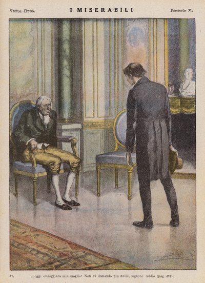 Illusztráció Victor Hugo Les Miserables című művéhez (színes litográfia) alkotó: Ambrogio Lombardi