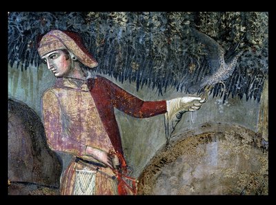 A jó kormányzás hatásai a vidéken, részlet egy solymászról, 1388-40 alkotó: Ambrogio Lorenzetti