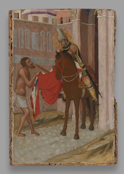 Tours-i Szent Márton, aki felosztja köpenyét egy koldussal alkotó: Ambrogio Lorenzetti
