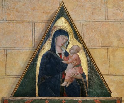 Szent Mihály arkangyal sárkányt ölő Szent Benedek és Szent Bertalan között (tempera, tábla) alkotó: Ambrogio Lorenzetti