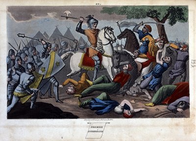 Poitiers-i csata: Charles Martel legyőzte Tours és Poitiers I. Abd al-Rahman vagy Abderamane I (Abd al-Rahman) (731-788), a szaracénok királya 732-ben – Ambrose Tardieu tervezte és vésette 1825-ben. alkotó: Ambroise Tardieu