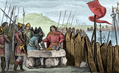 III. Kövér Károly (839-88) lefizeti a viking hódítókat 886-ban – III. Károly 3 le Gros (839-888) Nyugat császára (881-887) és Franciaország régense (884-887) Párizs falai alatt táborozott anélkül, hogy harcolni mertek volna a normannokkal, inkább megvennék alkotó: Ambroise Tardieu
