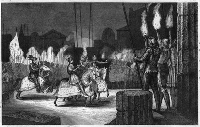 VIII. Károly 1494-ben belép Rómába, hogy Kelet császárává nyilvánítsák – VIII. Károly (1470-1498) 1494. december 31-én lépett be Rómába. Kelet császárává nyilvánították, mielőtt Nápolyba ment volna, hogy ott jogait érvényesítse – 1825-ös metszet a „ Histoi alkotó: Ambroise Tardieu