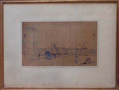 Le Quai de Carenage, Le Pollet, 1928 (ceruza és WC papíron) alkotó: Ambrose McEvoy