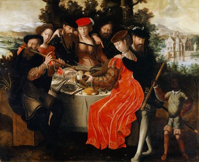 Music Making Company Outdoors, 1540-50 körül alkotó: Ambrosius Benson