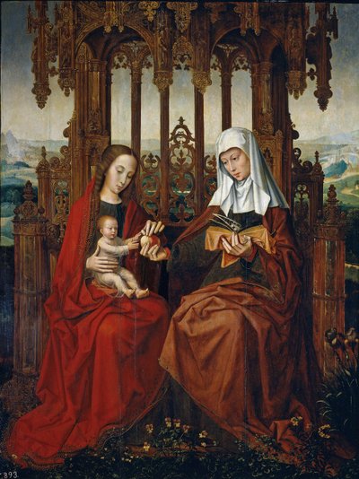 A szűz és gyermeke Szent Annával alkotó: Ambrosius Benson