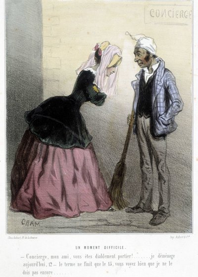 Un moment difficile (le rent) – Cham „” Madeleines” című könyvében, 1870-1880 alkotó: Amédée de Noé